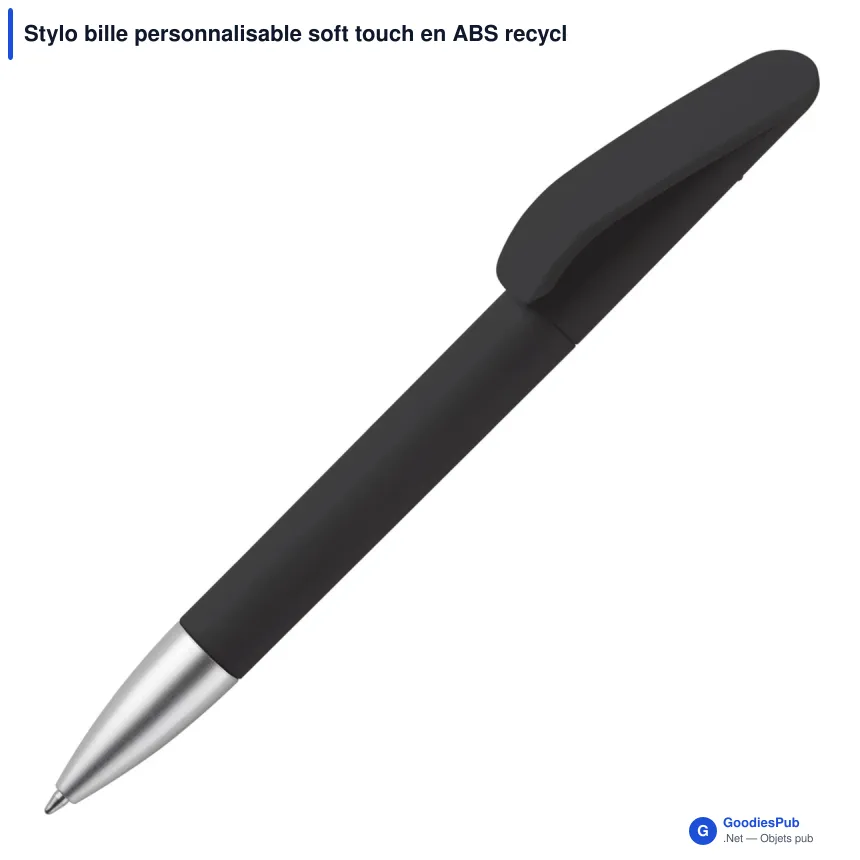 Stylo bille personnalisable soft touch en ABS recyclé avec logo - Slash - Image 3