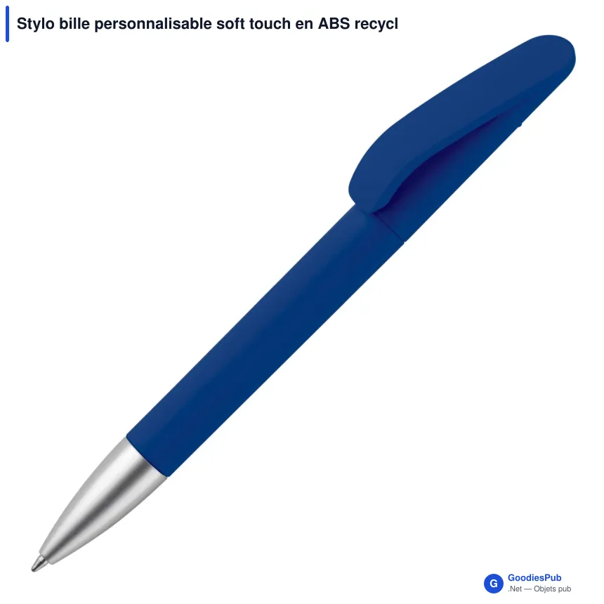 Stylo bille personnalisable soft touch en ABS recyclé avec logo - Slash - Image 4