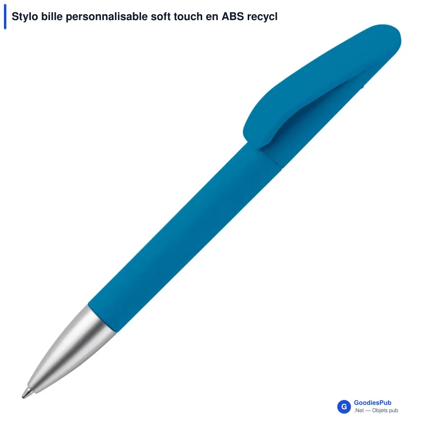 Stylo bille personnalisable soft touch en ABS recyclé avec logo - Slash - Image 5