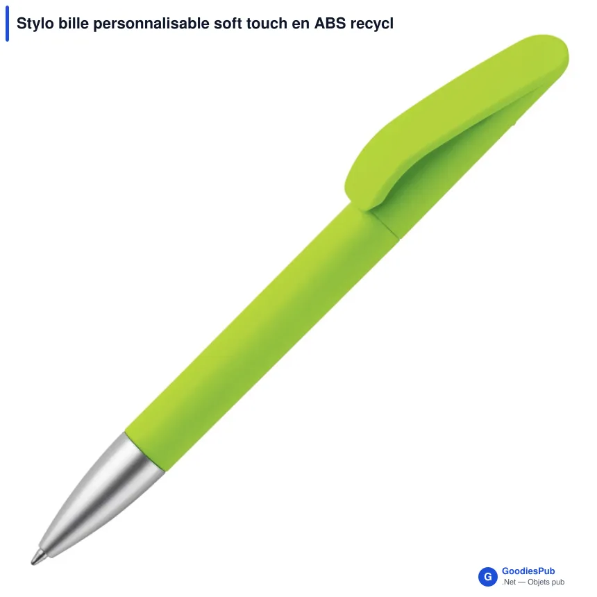 Stylo bille personnalisable soft touch en ABS recyclé avec logo - Slash - Image 6