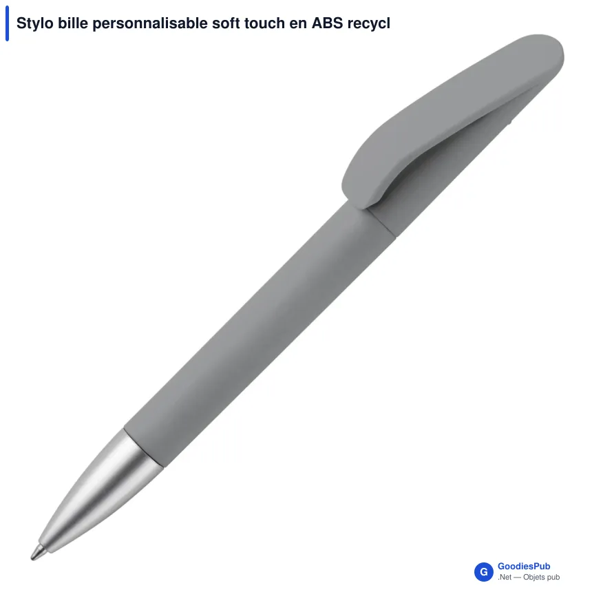 Stylo bille personnalisable soft touch en ABS recyclé avec logo - Slash - Image 7