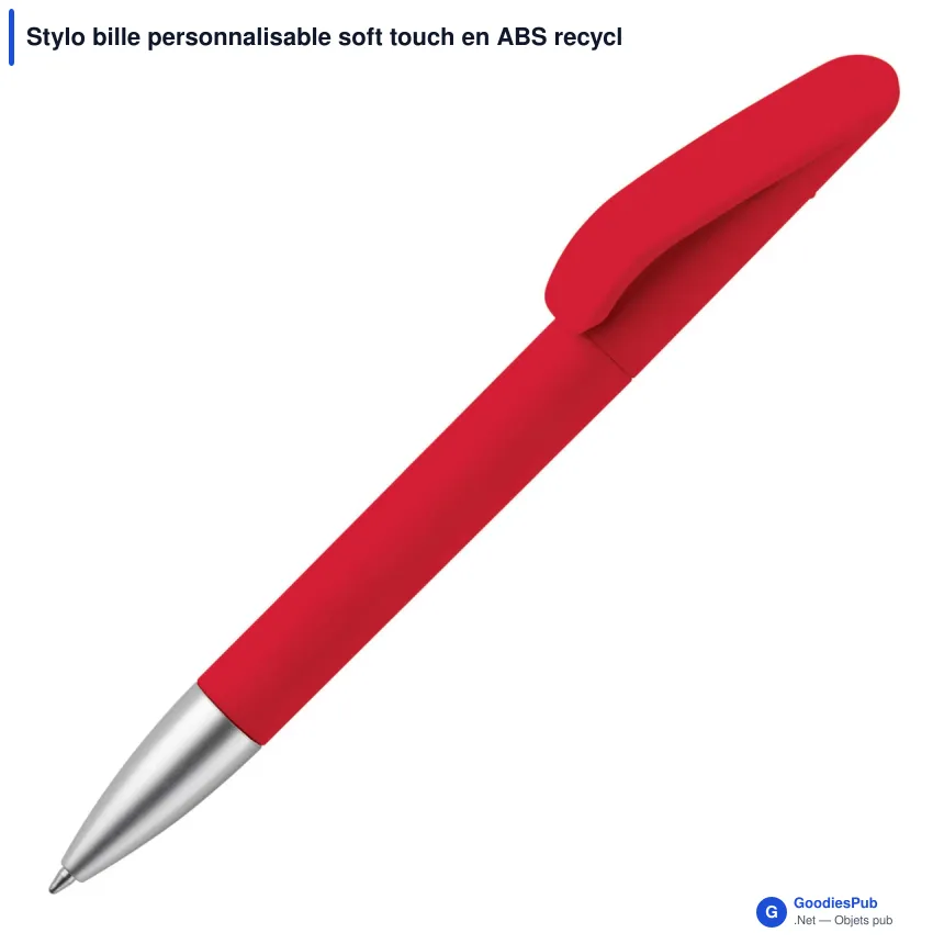 Stylo bille personnalisable soft touch en ABS recyclé avec logo - Slash - Image 8