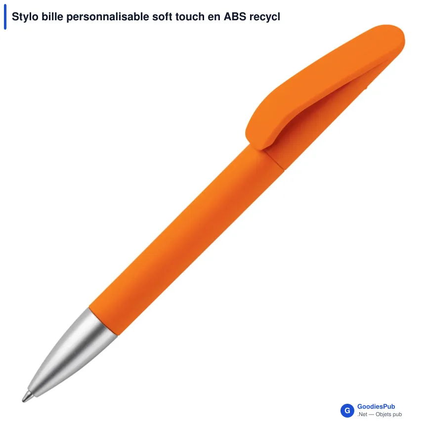 Stylo bille personnalisable soft touch en ABS recyclé avec logo - Slash - Image 9