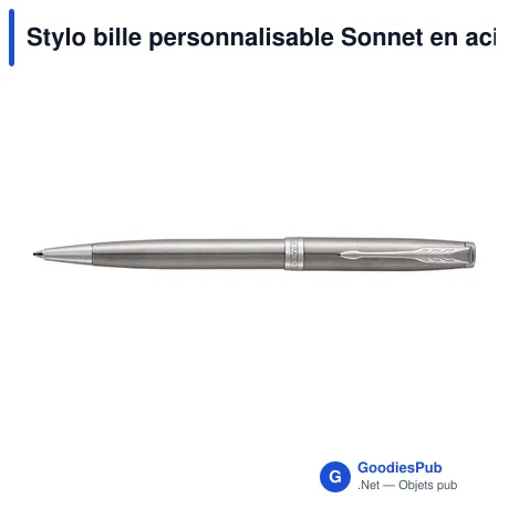 Stylo bille personnalisable Sonnet en acier inoxydable avec logo