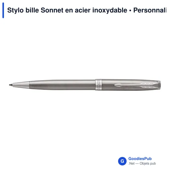 Stylo bille personnalisable Sonnet en acier inoxydable avec logo - Image 1