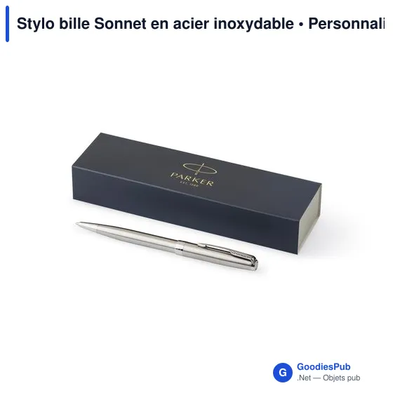 Stylo bille personnalisable Sonnet en acier inoxydable avec logo - Image 2