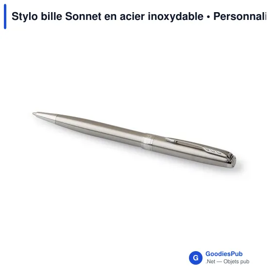 Stylo bille personnalisable Sonnet en acier inoxydable avec logo - Image 3