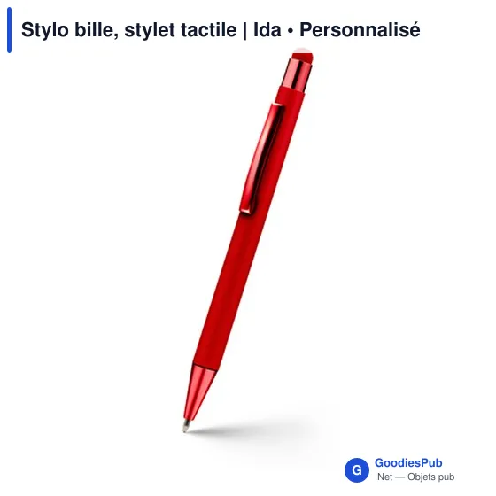 Stylo bille personnalisable avec stylet tactile - Idaavec logo - Image 1