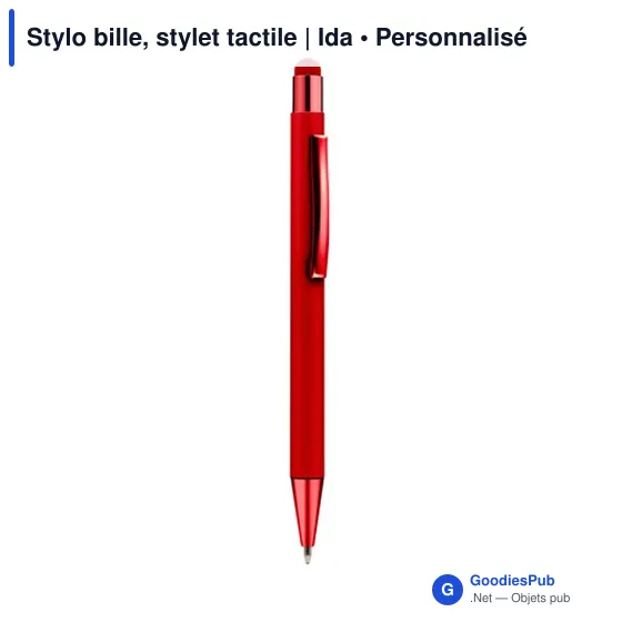 Stylo bille personnalisable avec stylet tactile - Idaavec logo - Image 3