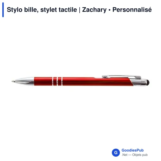 Stylo bille personnalisable avec logo et stylet tactile | Zachary - Image 12