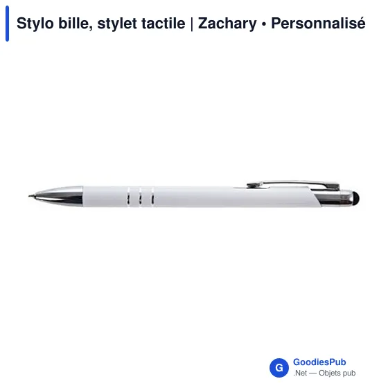 Stylo bille personnalisable avec logo et stylet tactile | Zachary - Image 3