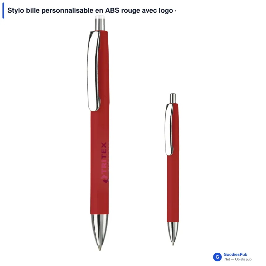 Stylo bille personnalisable en ABS rouge avec logo - Texas opaque - Image 1