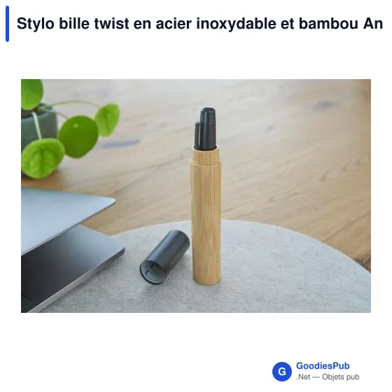 Stylo bille personnalisable en acier inoxydable et bambou - Ankeavec logo - Image 11