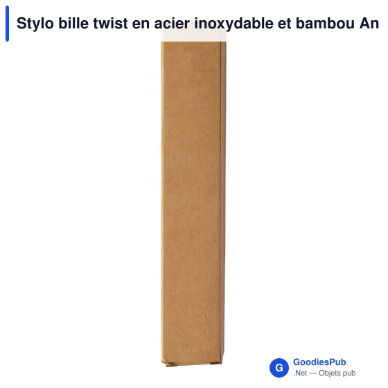 Stylo bille personnalisable en acier inoxydable et bambou - Ankeavec logo - Image 8