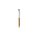 Variante argenté - Stylo bille personnalisable en acier inoxydable et bambou - Ankeavec logo