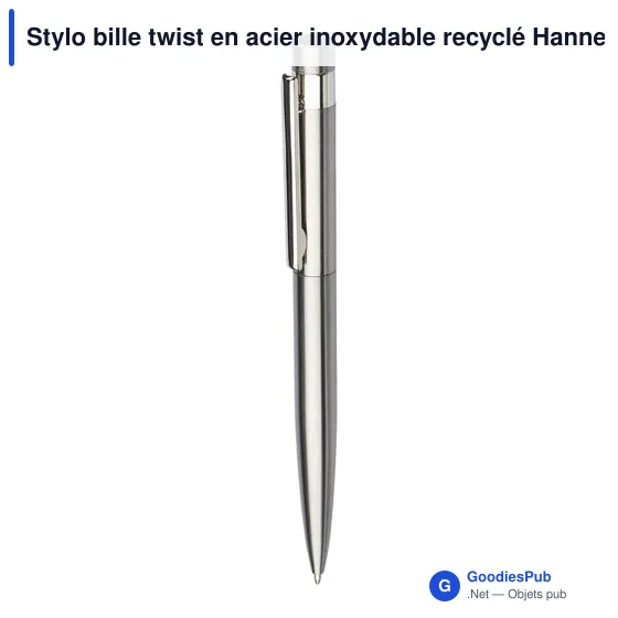Stylo bille personnalisable en acier inoxydable recyclé Hanneloreavec logo - Image 2