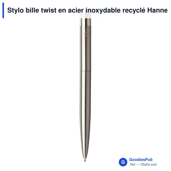 Stylo bille personnalisable en acier inoxydable recyclé Hanneloreavec logo - Image 3
