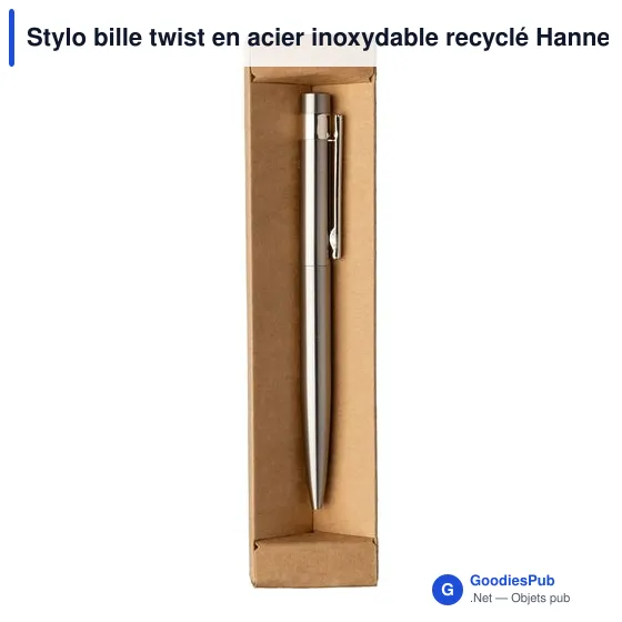 Stylo bille personnalisable en acier inoxydable recyclé Hanneloreavec logo - Image 4