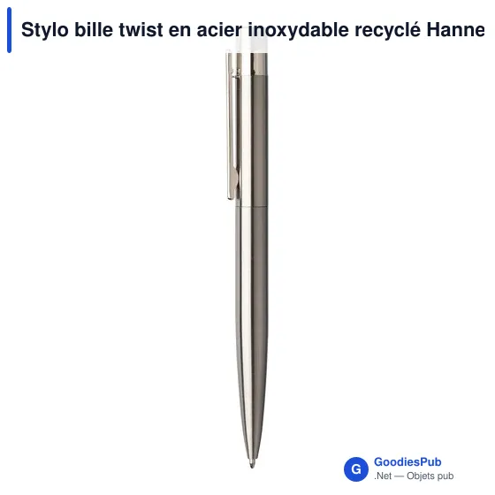 Stylo bille personnalisable en acier inoxydable recyclé Hanneloreavec logo - Image 5