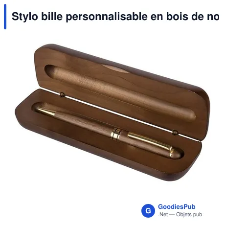 Stylo bille personnalisable en bois de noyer avec logo - Noa