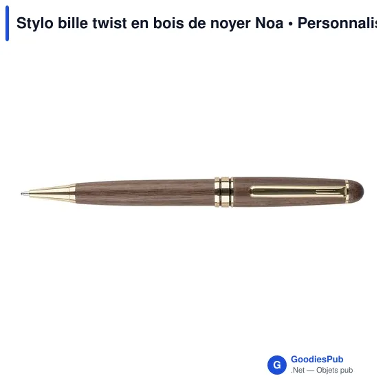 Stylo bille twist en bois de noyer Noa - Image 2