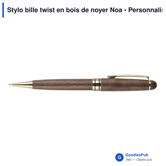 Stylo bille twist en bois de noyer Noa - Image 3