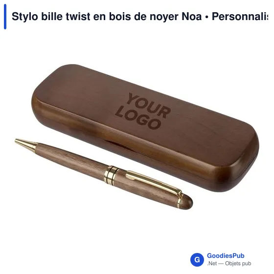 Stylo bille twist en bois de noyer Noa - Image 4