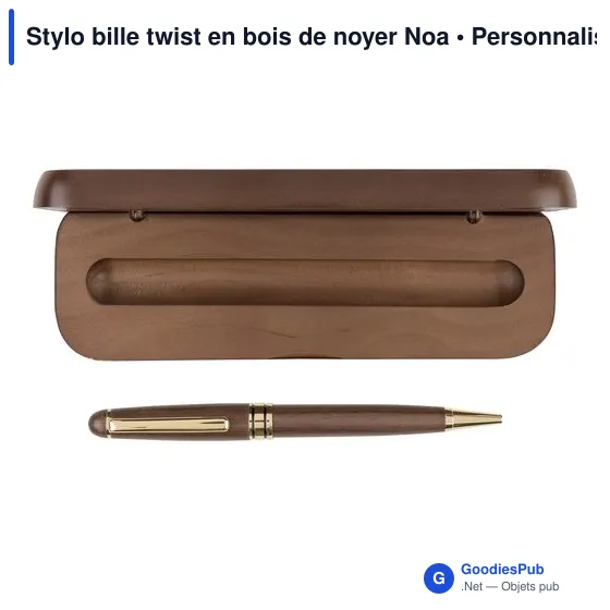 Stylo bille twist en bois de noyer Noa - Image 9