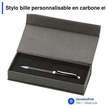 Stylo bille personnalisable en carbone et métal avec logo - Lindsey