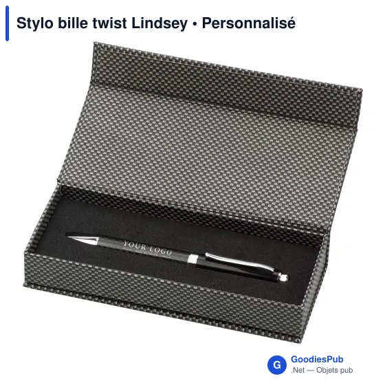 Stylo bille personnalisable en carbone et métal avec logo - Lindsey - Image 3