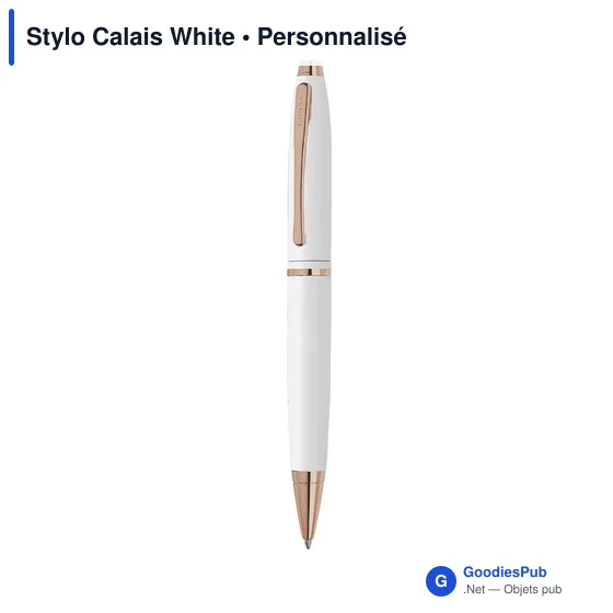 Stylo bille personnalisable Calais White avec logo - Image 2