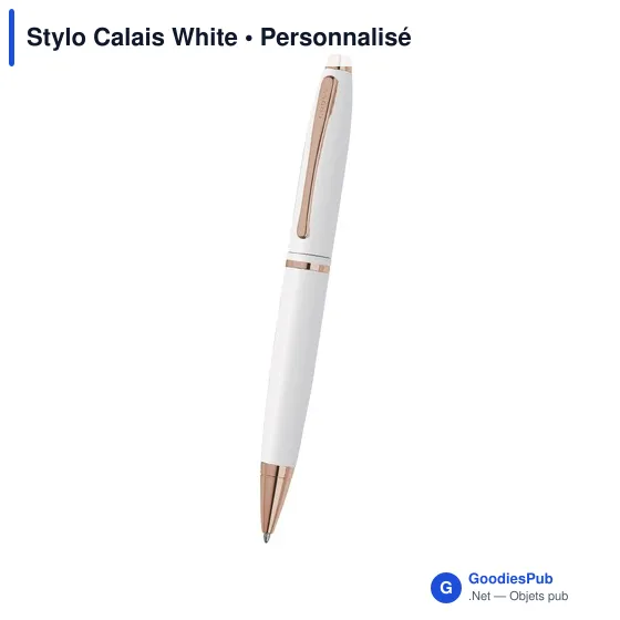 Stylo bille personnalisable Calais White avec logo - Image 3