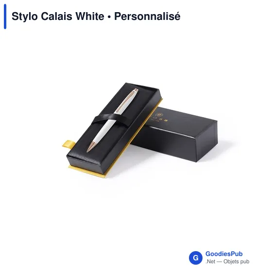 Stylo bille personnalisable Calais White avec logo - Image 4