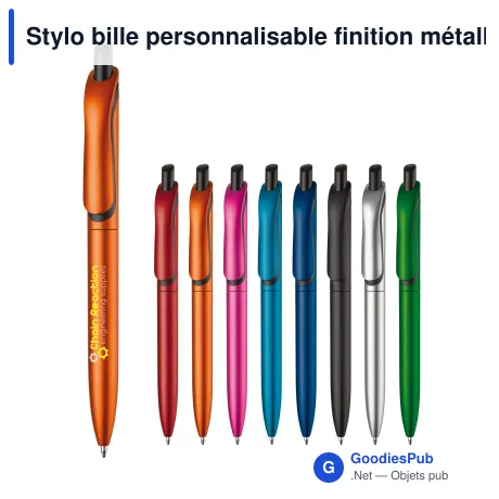 Stylo bille personnalisable finition métallisée avec logo - Click-Shadow