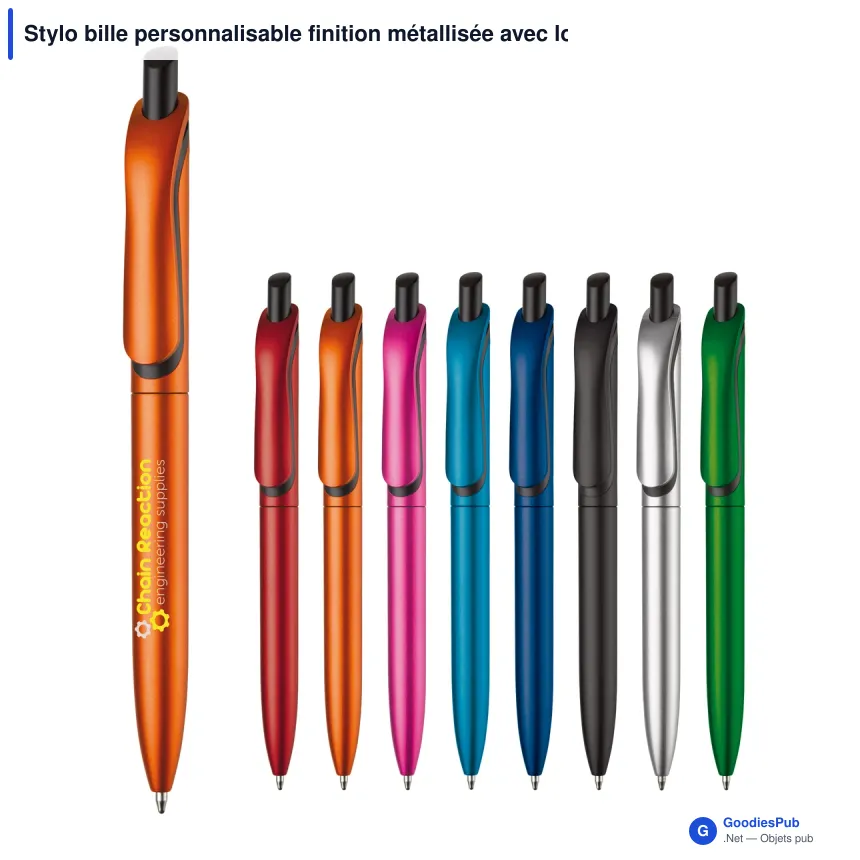 Stylo bille personnalisable finition métallisée avec logo - Click-Shadow - Image 1