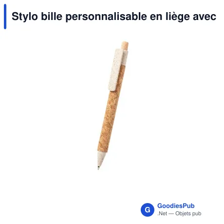 Stylo bille personnalisable en liège avec logo - Stylo Clover