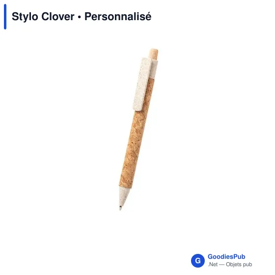 Stylo bille personnalisable en liège avec logo - Stylo Clover - Image 1