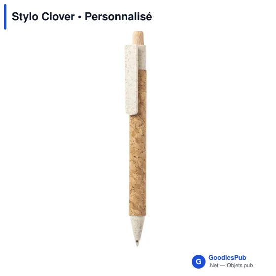 Stylo bille personnalisable en liège avec logo - Stylo Clover - Image 5