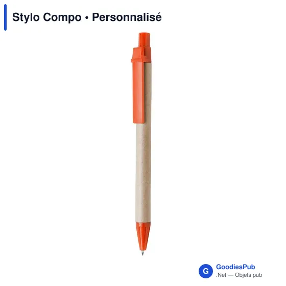 Stylo à bille personnalisable en carton recyclé avec logo - Stylo Compo - Image 2