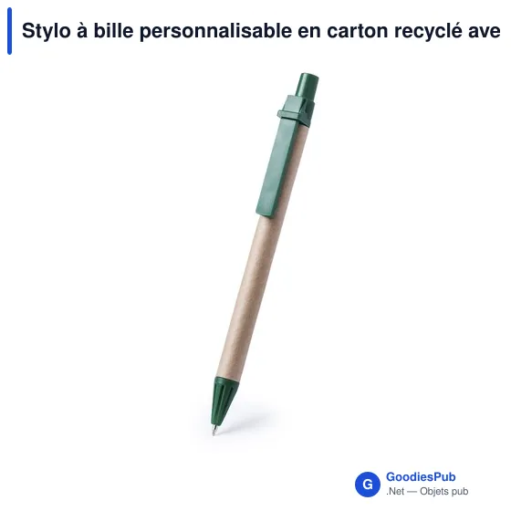 Stylo à bille personnalisable en carton recyclé avec logo - Stylo Compo - Image 3