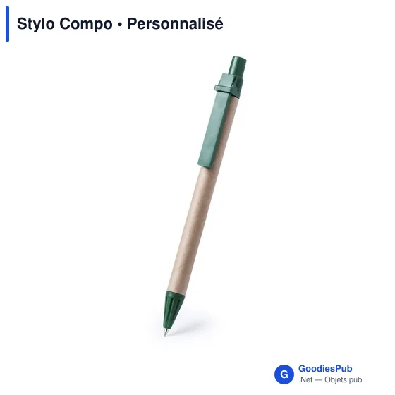 Stylo à bille personnalisable en carton recyclé avec logo - Stylo Compo - Image 9