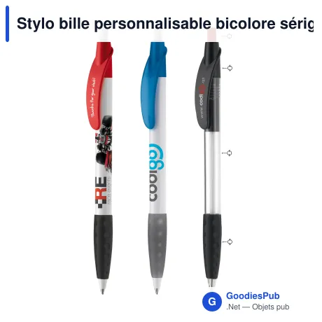 Stylo bille personnalisable bicolore sérigraphie avec logo - Cosmo Combi