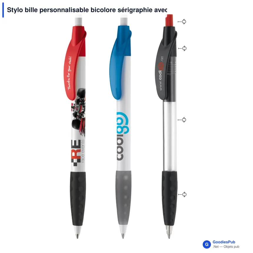 Stylo bille personnalisable bicolore sérigraphie avec logo - Cosmo Combi - Image 1