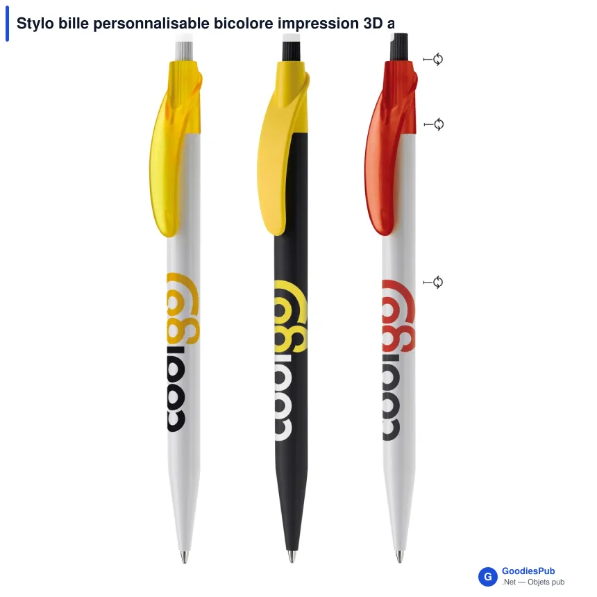 Stylo bille personnalisable bicolore impression 3D avec logo - Cosmo Combi - Image 1