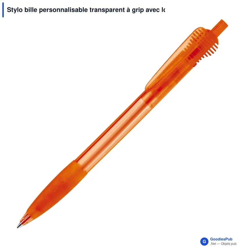 Stylo bille personnalisable transparent à grip avec logo - Cosmo Grip - Image 2
