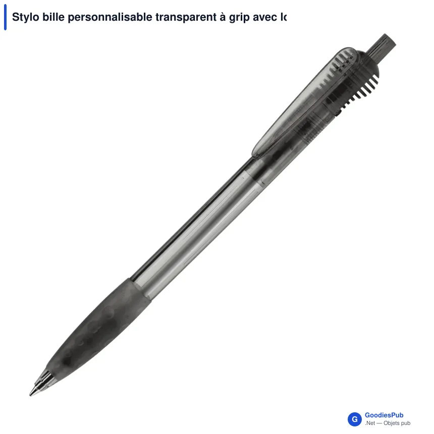Stylo bille personnalisable transparent à grip avec logo - Cosmo Grip - Image 3