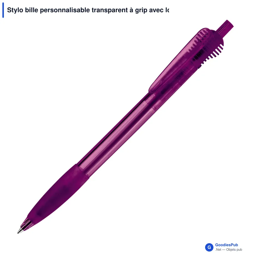 Stylo bille personnalisable transparent à grip avec logo - Cosmo Grip - Image 4