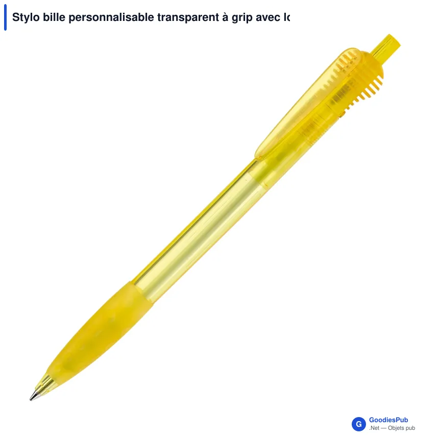 Stylo bille personnalisable transparent à grip avec logo - Cosmo Grip - Image 5