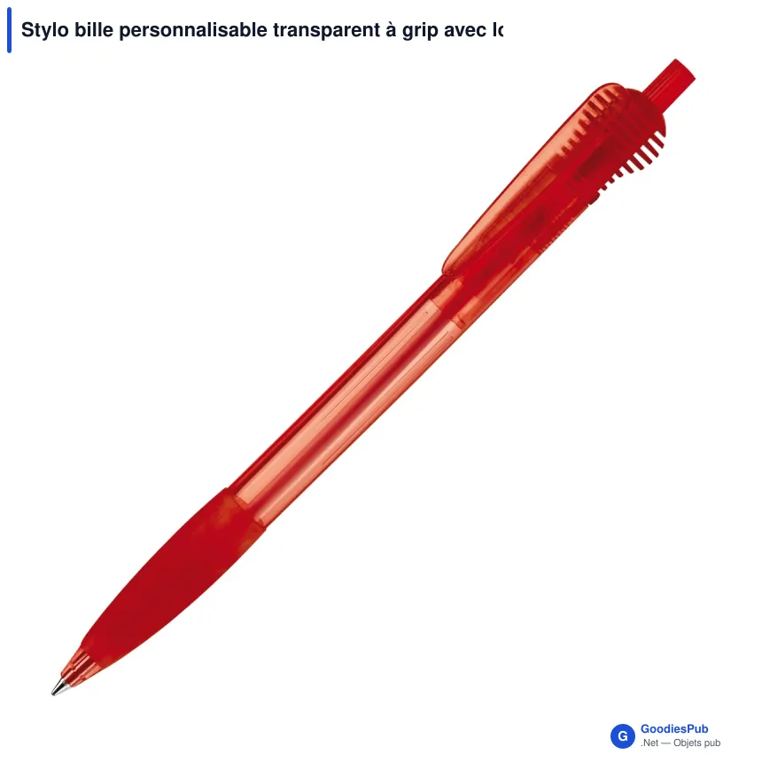 Stylo bille personnalisable transparent à grip avec logo - Cosmo Grip - Image 6