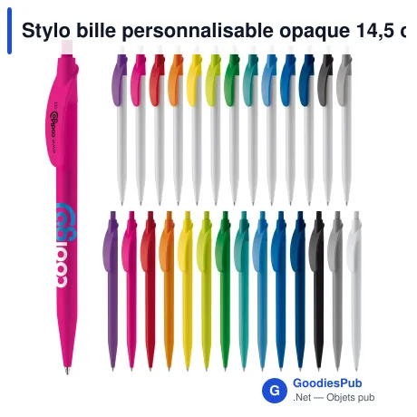 Stylo bille personnalisable opaque 14,5 cm impression 3D avec logo - Cosmo